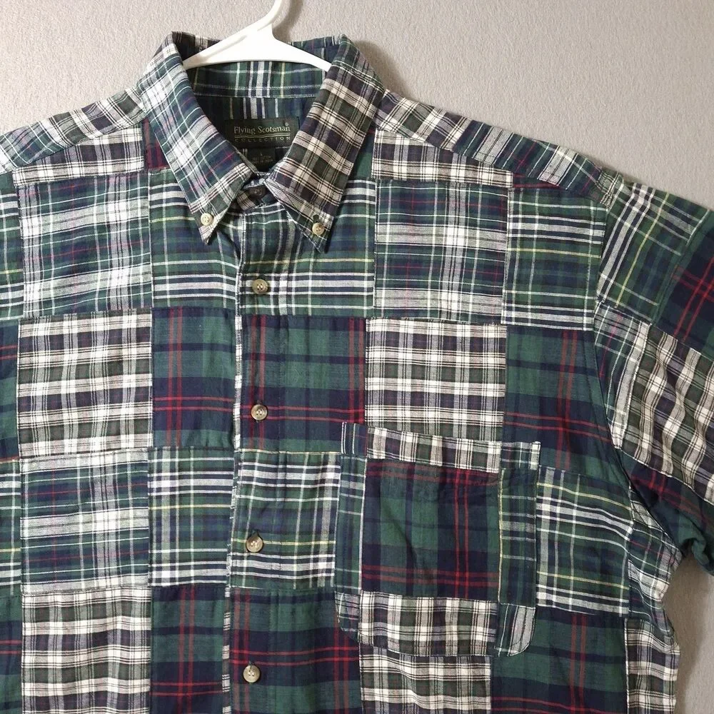 Flying Scotsman Collection Shirt Men’s Large Quit Patchwork Boho Color Block - Picture 2 of 6